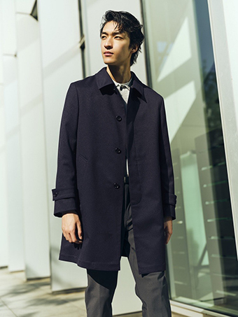 コムサメン　ギンガムチェック　ステンカラーコート　新品未使用　M 　春秋 セール】 ギンガムチェック ステンカーラーコート （ステンカラー