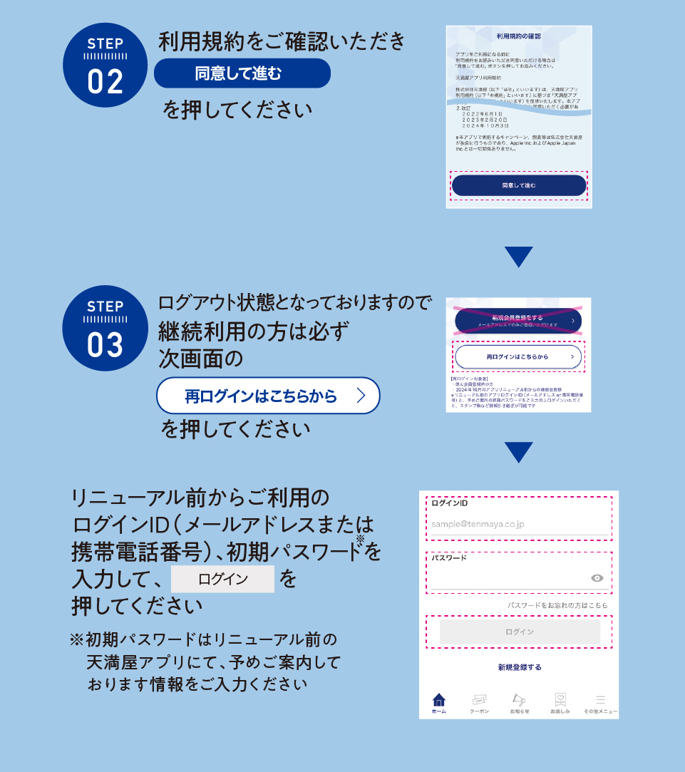 Step2:利用規約をご確認いただき同意して進む