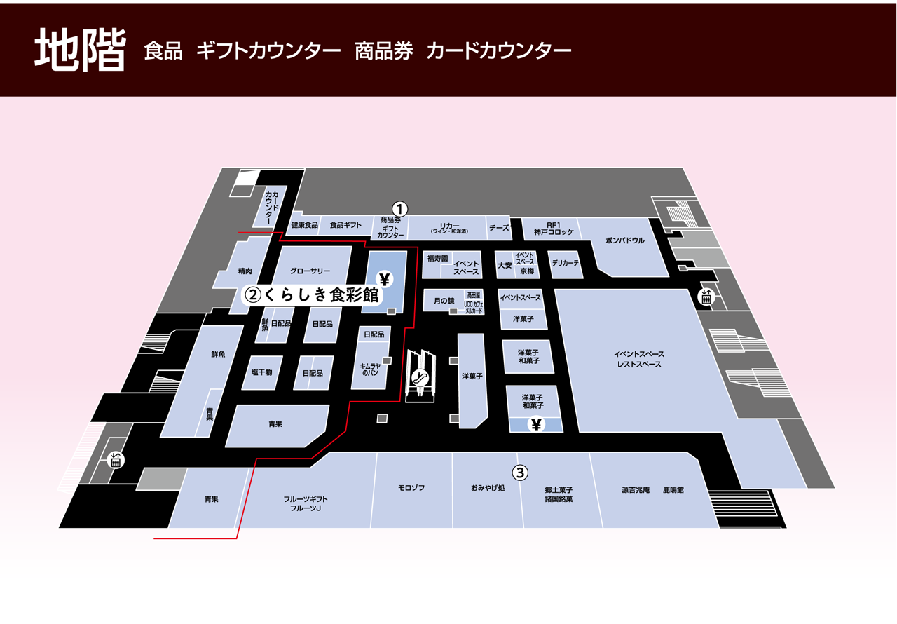 地階　食品・ギフトカウンター・商品券