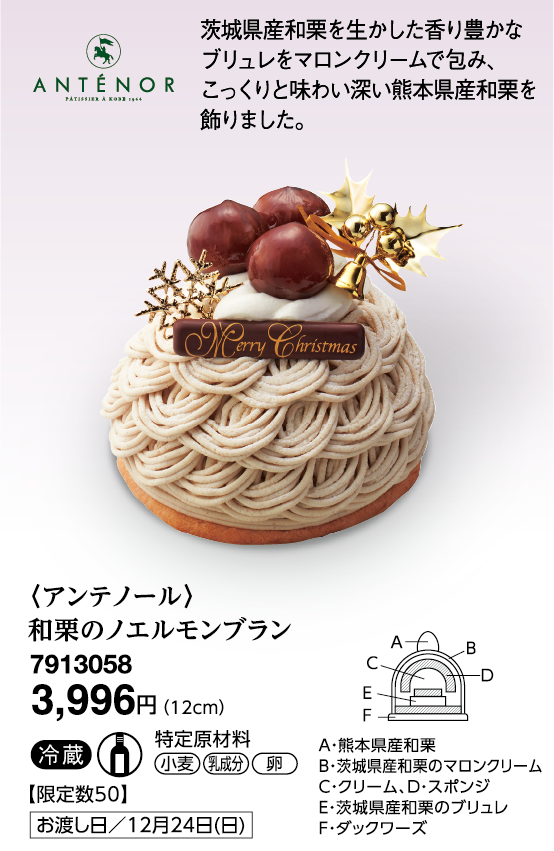 〈アンテノール〉和栗のノエルモンブラン