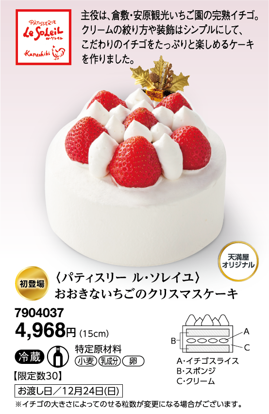 〈パティスリー ル・ソレイユ〉おおきないちごのクリスマスケーキ