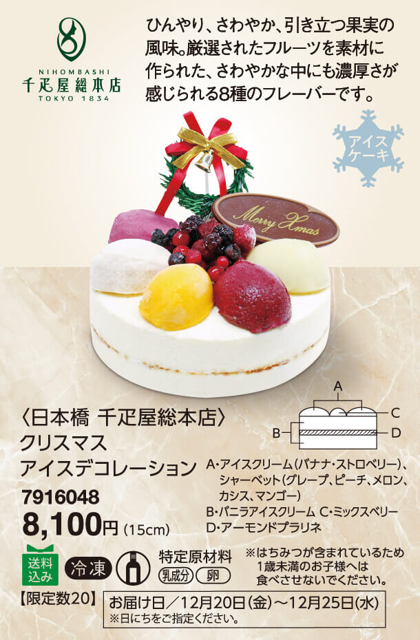 ＜日本橋 千疋屋総本店＞クリスマスアイスデコレーション